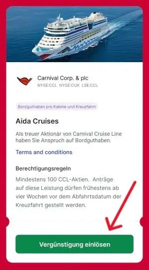 AIDA Bordguthaben Aktien